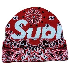 Supreme Big Logo Beanie Red Bandanna FW24 OS New